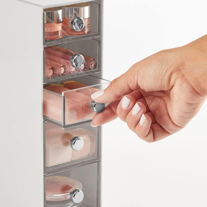 mDesign Aufbewahrungsbox für das Bad – Box mit 5 Schubladen aus Kunststoff für Make-up – Kosmetik Or