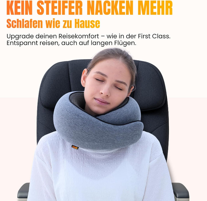 Nackenkissen Flugzeug, Reisekissen für Flugzeug, Auto - 100% Baumwolle & Memory-Schaum Nackenhörnche