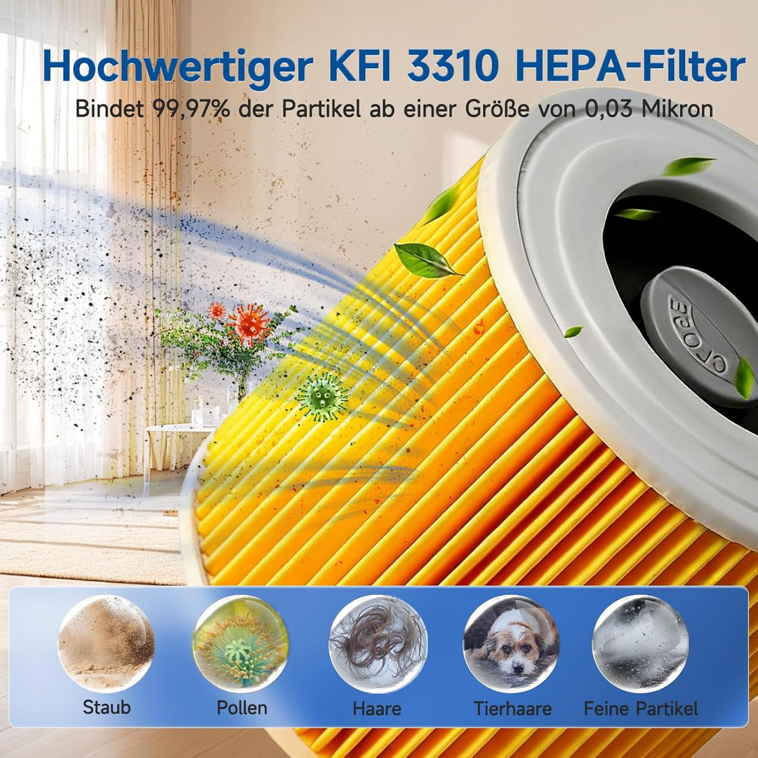 6 Stück KFI 357 Staubsaugerbeutel(2.863-314.0) + 2 KFI 3310 HEPA Ersatzfilter(6.414-552.0) Zubehör S