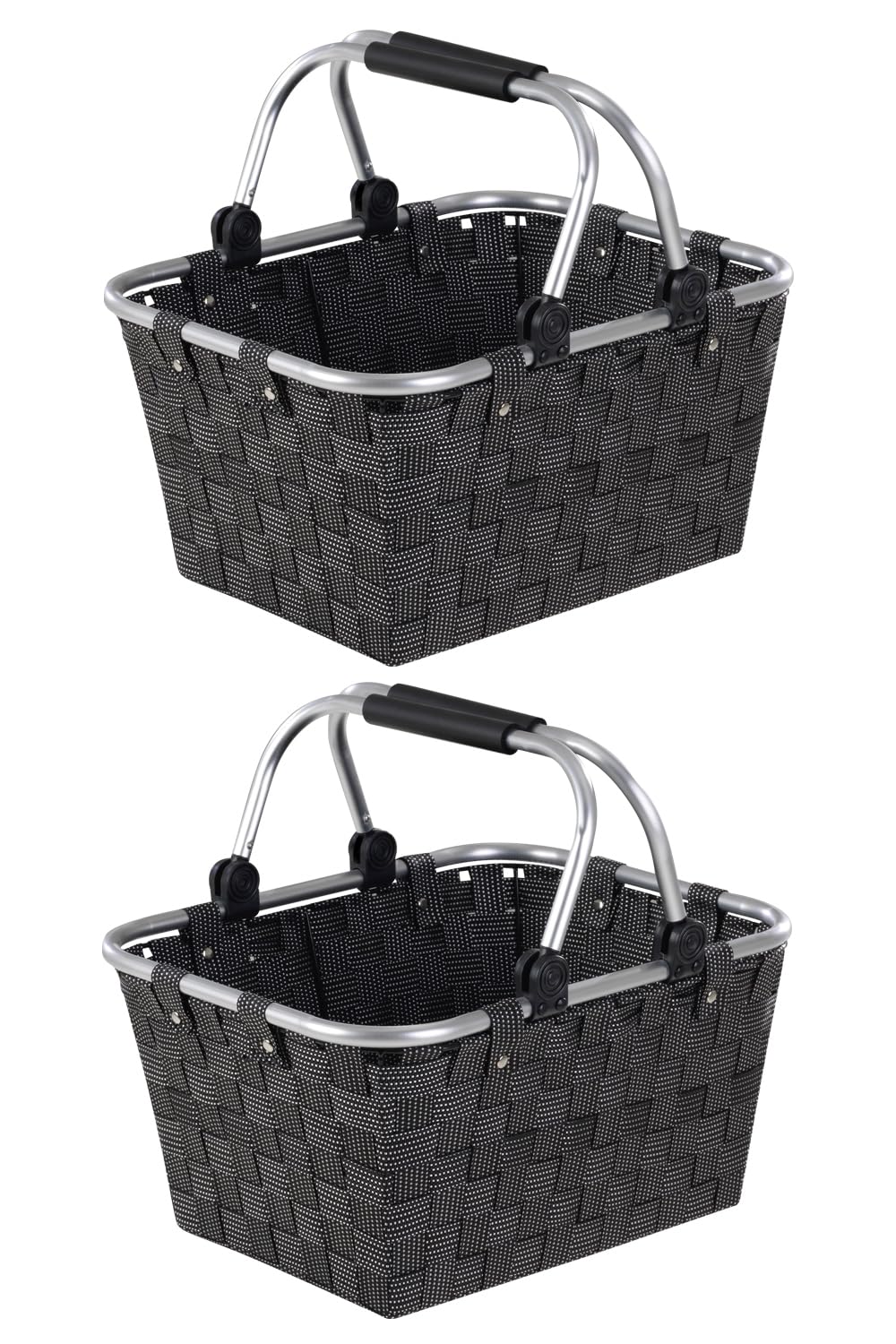 Home4You Einkaufskörbe 2er Set mit Griffen - 40 x 19,5 x 30 cm - Schwarz - Kunststoff - Einkaufstasc