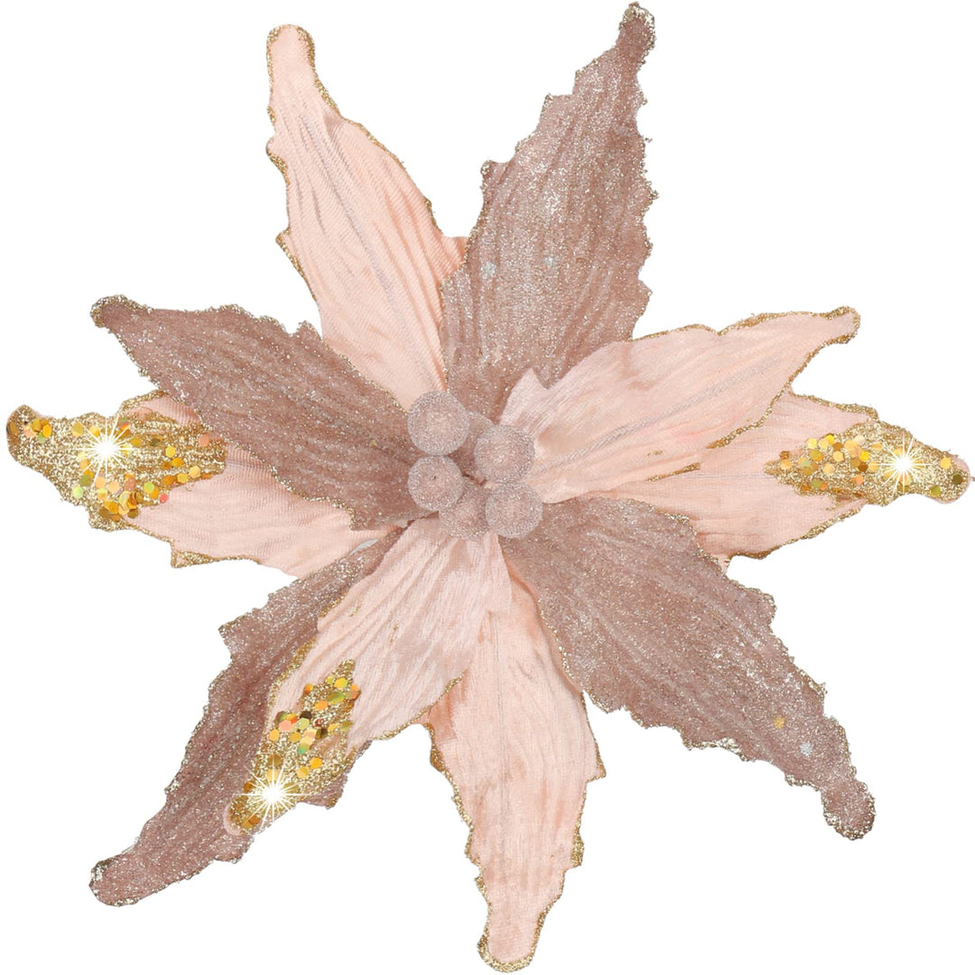 Briful 4 Stücke Weihnachtsstern Christbaumschmuck Kunstblumen Weihnachtsblumen Glitter Poinsettia Ku
