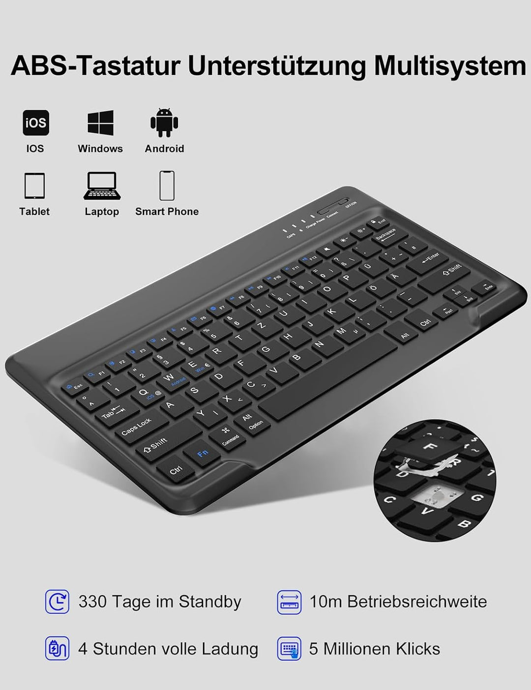 FOGARI Tastatur Hülle für iPad Pro 12.9 1./2. Generation (2015/2017) - Deutsches QWERTZ Layout, Magn