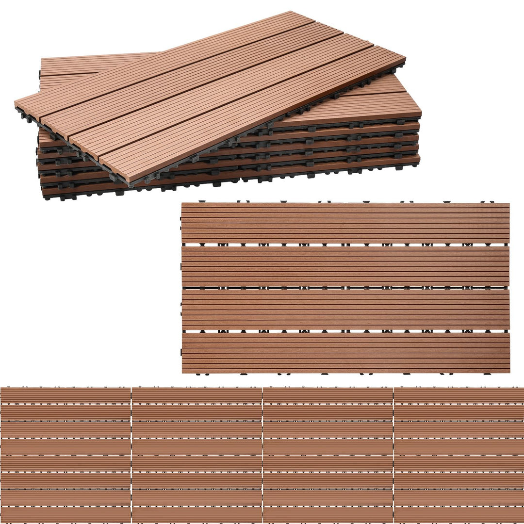 Gimisgu Terrassenfliesen WPC Fliesen, 30x60 cm Holzoptik Klickfliesen Balkonfliesen Klicksystem Terr
