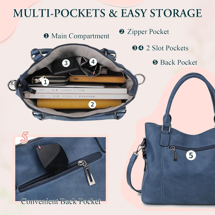 MayBlosom Damen Handtasche, Hobo Tasche Shopper PU leder Umhängetasche Schultertasche Geldbörse für