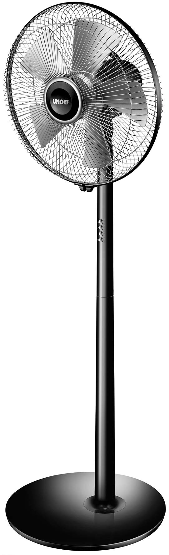UNOLD 86825 Standventilator Silverline Black - Schwarz, 3-stufige Geschwindkeitsregelung, Oszillatio