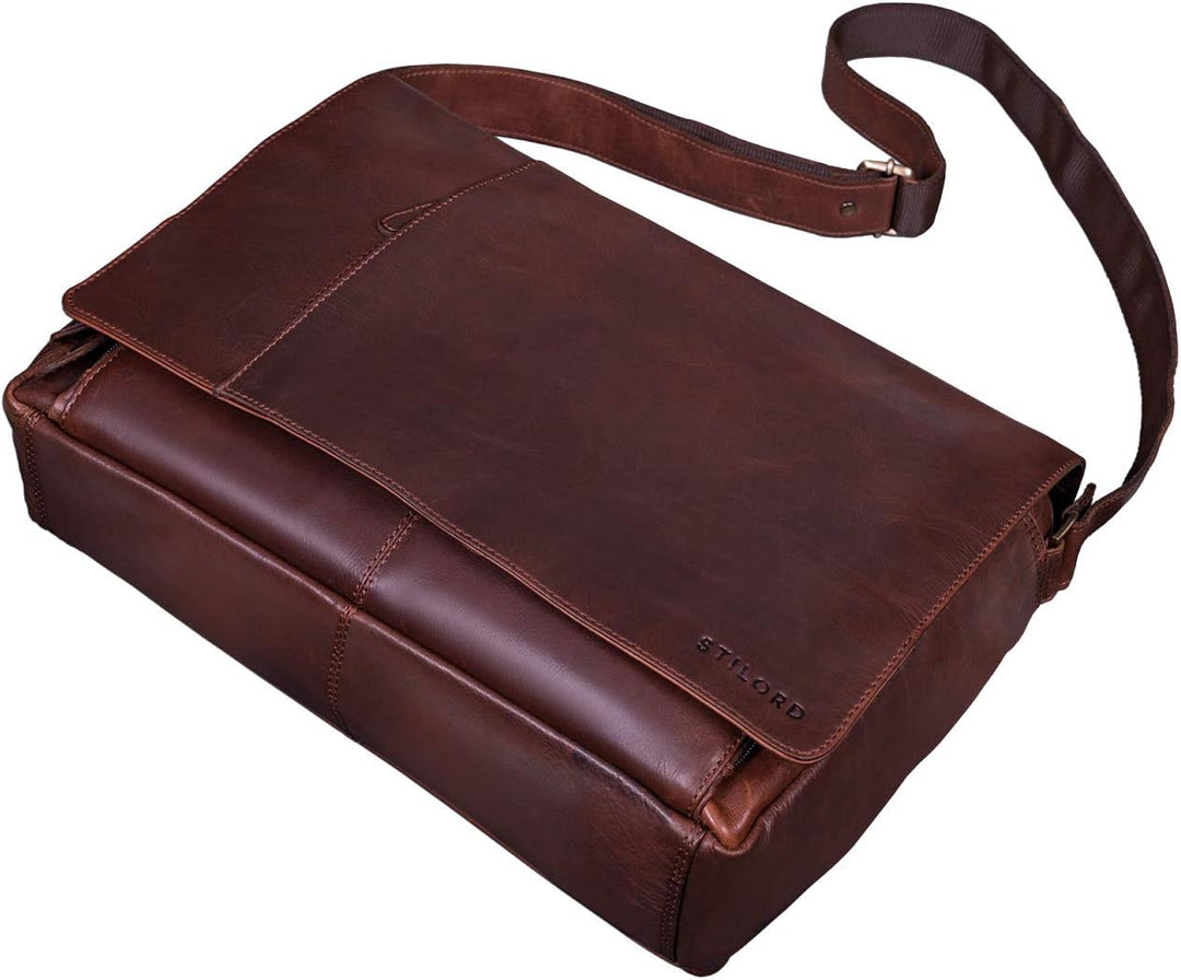 STILORD Vintage Umhängetasche Leder gross für Herren Damen 15.6 Zoll Laptoptasche Unitasche Bürotasc