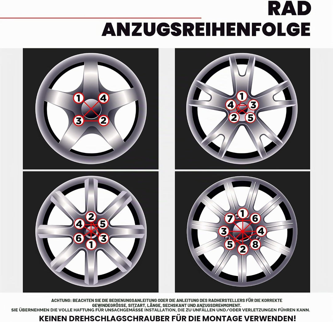 White Knight 3806–20AM Chrom M12 x 1,25 Vielzahn Radmutter mit Schlüssel, 20 Stück 20er-Pack chrome