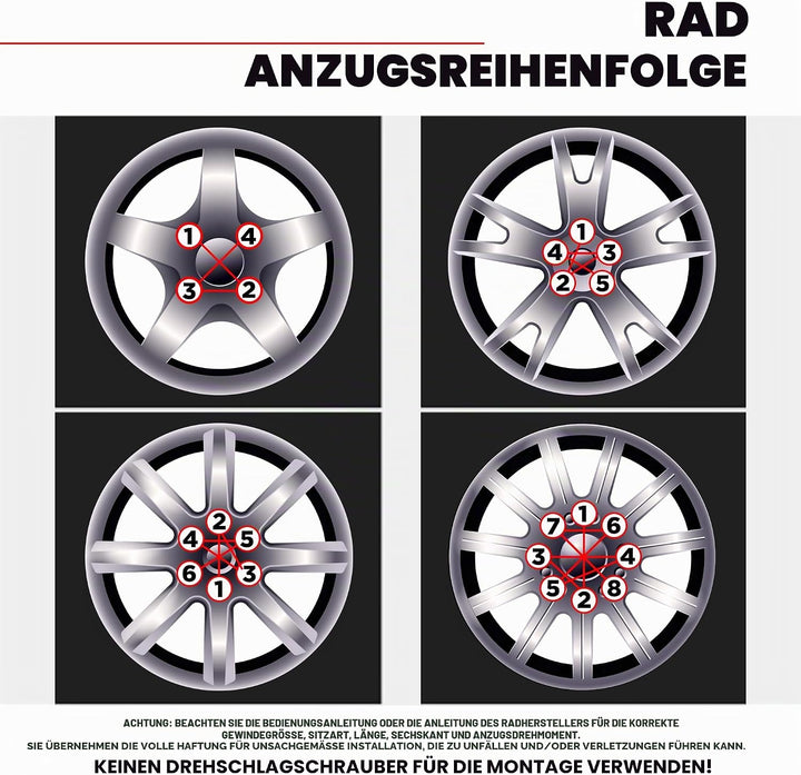 White Knight 3806–20AM Chrom M12 x 1,25 Vielzahn Radmutter mit Schlüssel, 20 Stück 20er-Pack chrome