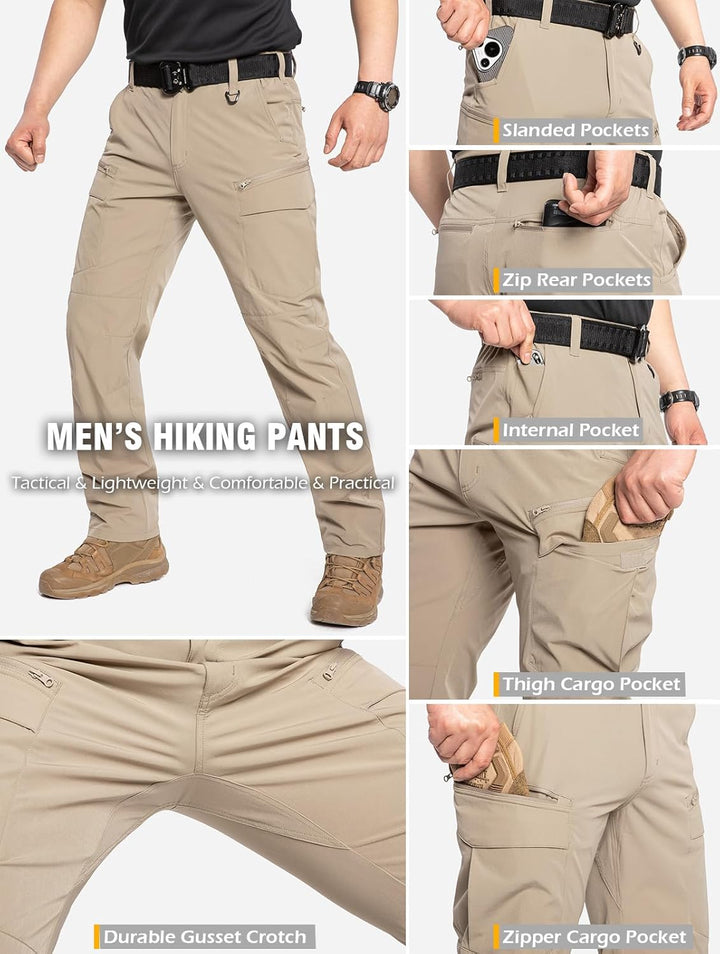CARWORNIC Herren Schnelltrocknend Taktisch Hose Leicht Wanderhose Angelhose Stretch Cargohose 30W /