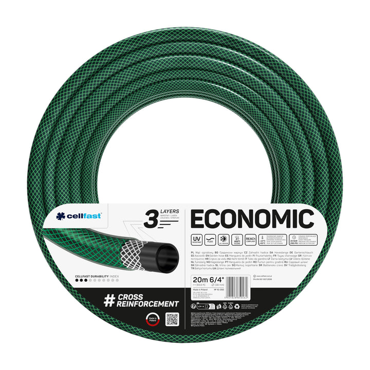 Cellfast Gartenschlauch ECONOMIC Elastisch und flexibel 3-lagiger Wasserschlauch aus Polyesterkreuzg