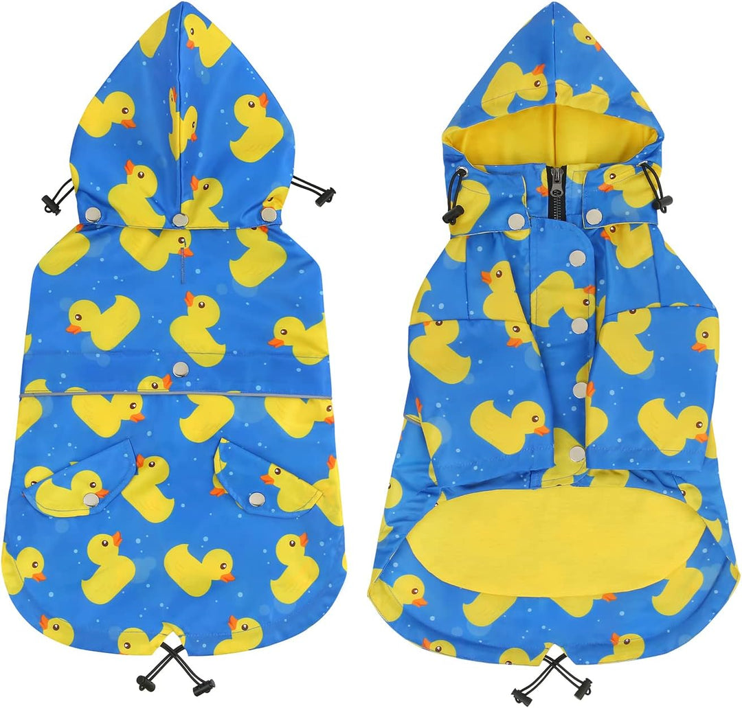 HDE Hunde-Regenmantel, doppellagig, Reissverschluss, Regenjacke mit Kapuze für kleine bis grosse Hun