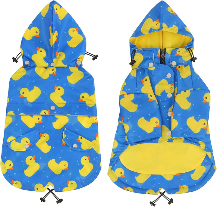 HDE Hunde-Regenmantel, doppellagig, Reissverschluss, Regenjacke mit Kapuze für kleine bis grosse Hun