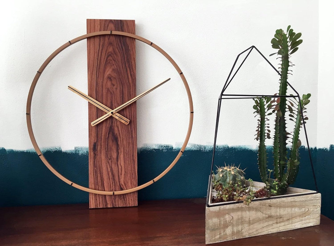 NeXtime Wanduhr "CARL", lautlos, aus Holz, Braun, 58,2 x 50,8 cm