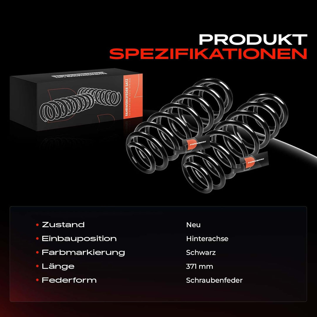 Frankberg 2x Federn Fahrwerksfeder Hinterachse Kompatibel mit PT Cruiser PT 1.6L 2.0L 2.2L 2.4L Komb