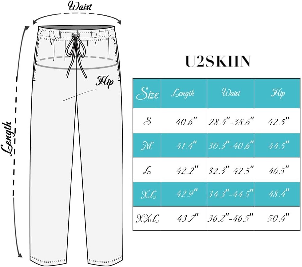 U2SKIIN Pyjamahose Herren lang 100% Baumwolle, Schlafhose Herren Schlafanzughose lang Pyjama Hose Sc