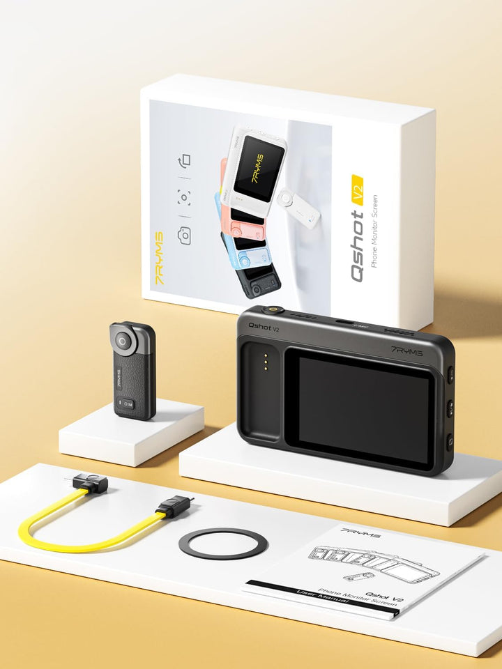 7RYMS Qshot V2 Selfie-Monitor-Bildschirm für iPhone & Android,4K 60fps magnetischer Rückkamera-Monit