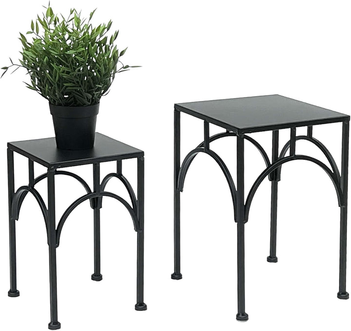 DanDiBo Blumenhocker Metall Schwarz Eckig Blumenständer Beistelltisch 96449 2er Set Pflanzenständer