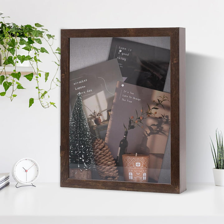 Muzilife 3D Holz Bilderrahmen mit Öffnung zum Befüllen 28x37cm Objektrahmen mit Stecknadeln und Dübe