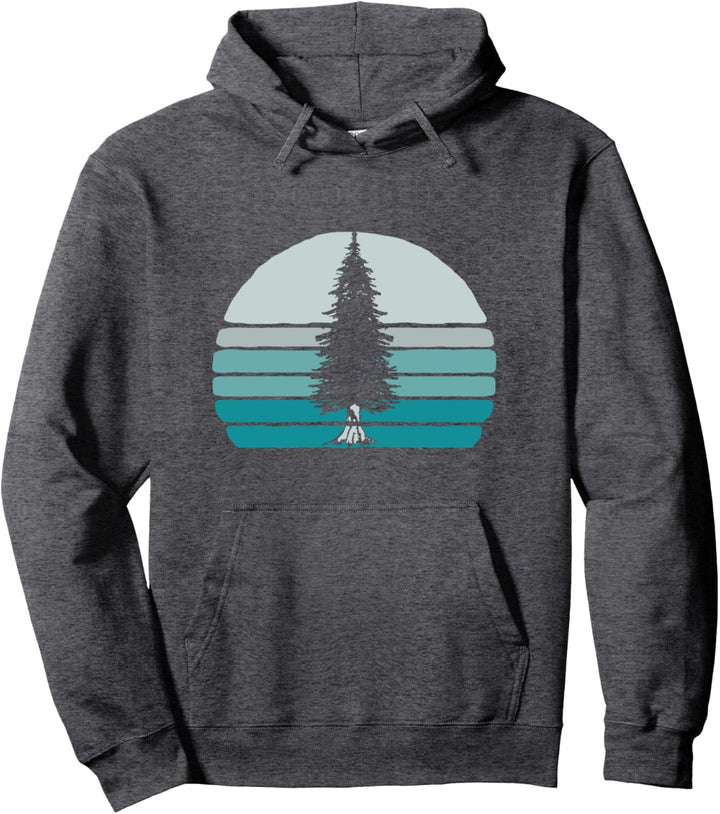 Simple Tree Vintage Pine & Minimalist Retro Sunset 80s Pullover Hoodie