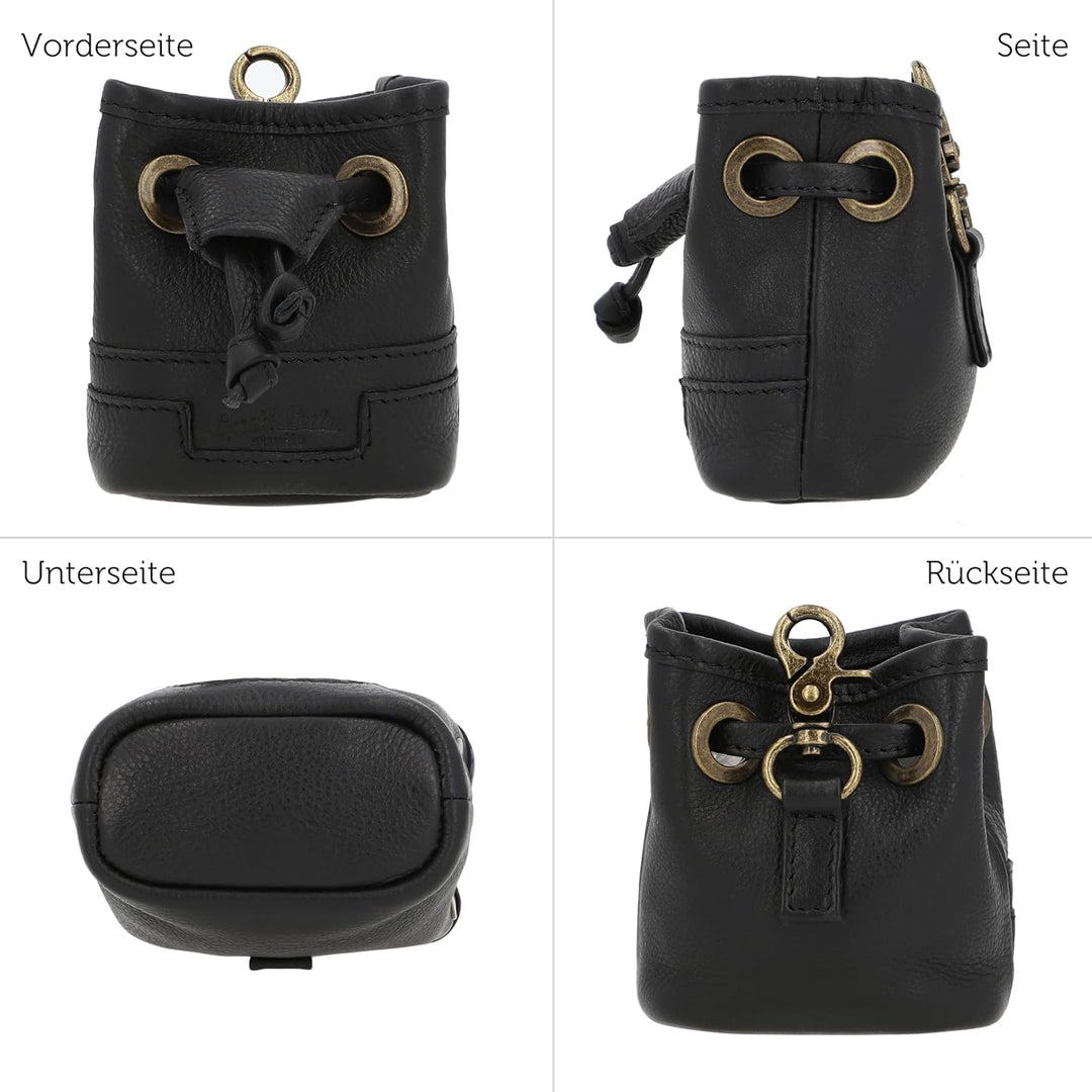 Gusti Leder Leckerlitasche Alaric - Futterbeutel Hund Vierbeiner Schwarz Leder