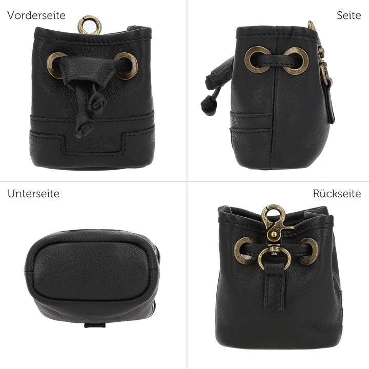 Gusti Leder Leckerlitasche Alaric - Futterbeutel Hund Vierbeiner Schwarz Leder