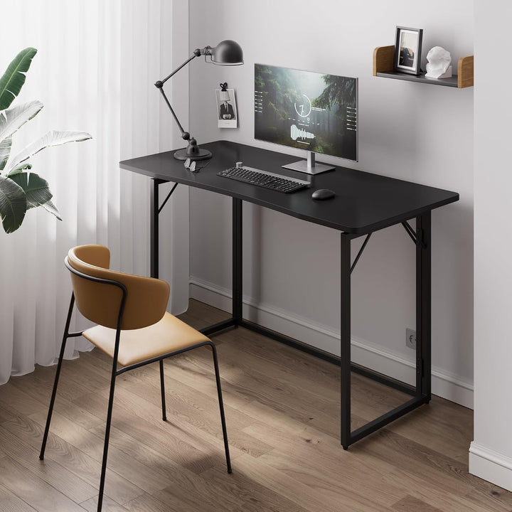 JOYMOOP Klapptisch, Schwarz, 120 cm, Keine Montage, Kleiner Faltbarer Schreibtisch für Zuhause, Büro