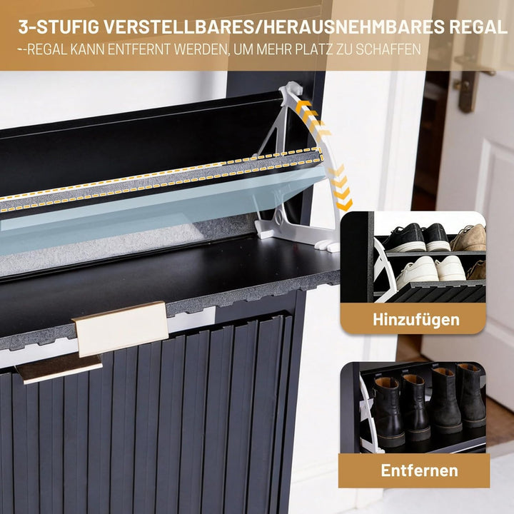 LEADZM Schuhschrank Schmal,Schuhkipper mit 2 Flip-Schubladen Schuhregal für den Eingang, Flur, Wohnz