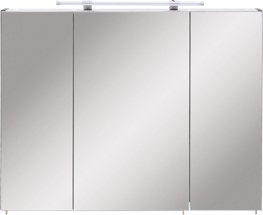 Schildmeyer Bello Spiegelschrank, Holzdekor, Steingrau, 90.0 x 16.0 x 75.0 cm 90 cm Single, 90 cm Si