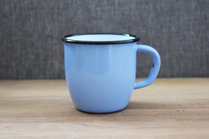 Madacha 4 x Metallbecher, emailliert, konisch, hellblau, 250 ml
