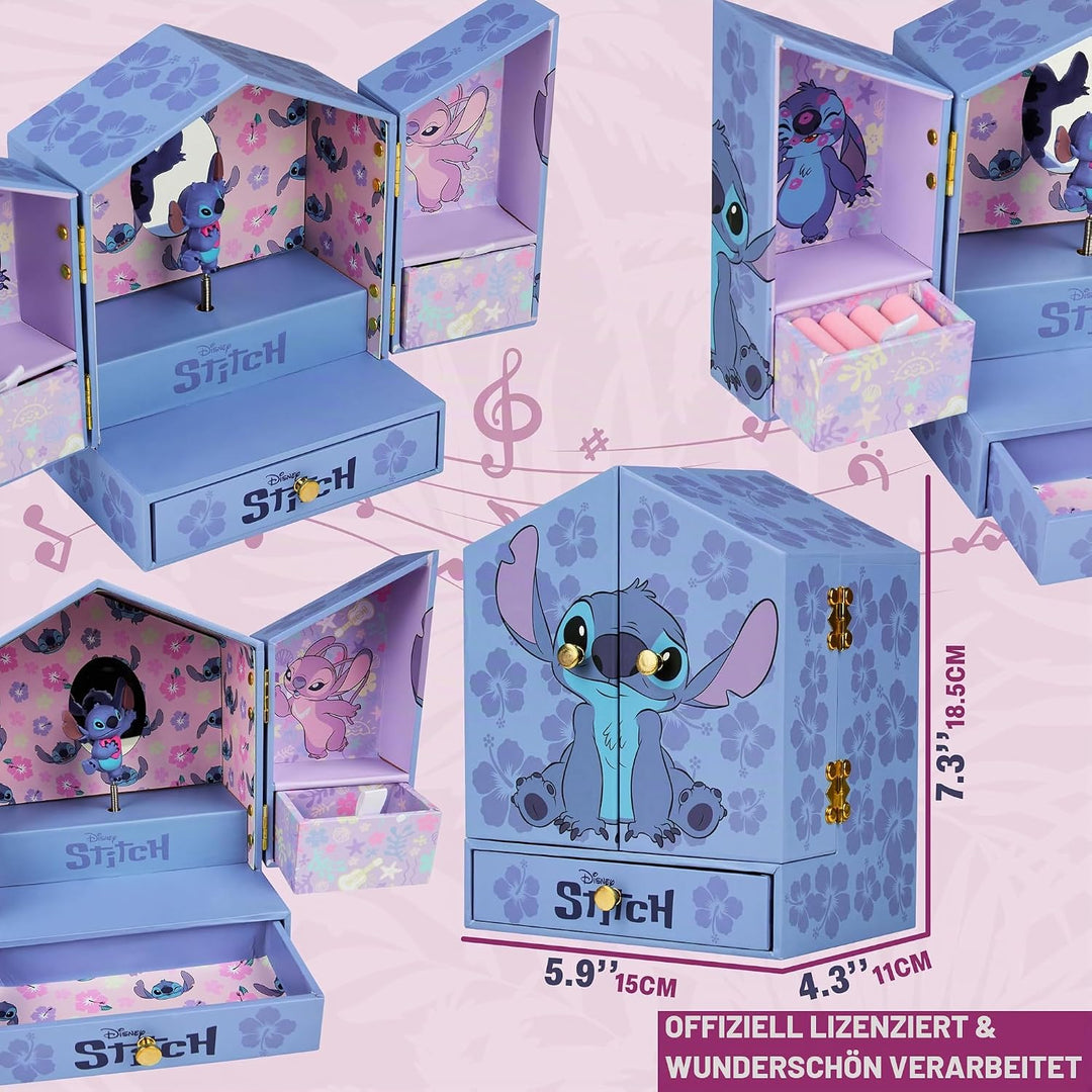 Get Trend Disney Stitch Schmuckkästchen Mädchen Musikbox für Ringe Ohrringe Halskette Geschenke für