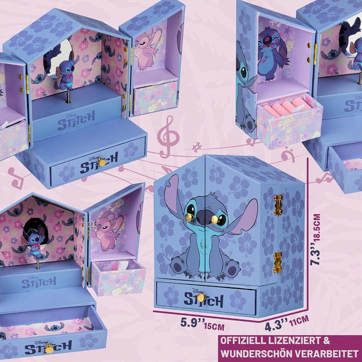 Get Trend Disney Stitch Schmuckkästchen Mädchen Musikbox für Ringe Ohrringe Halskette Geschenke für