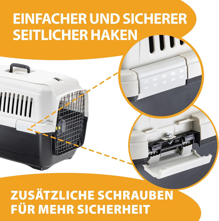 Ferplast Katzentransportbox Clipper 3, Hundetransportbox, IATA-zugelassene Reisebox, Haustiertranspo