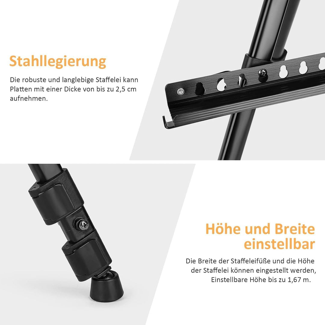 Aluminium Staffelei 50-167cm, Atelierstaffelei Verstellbare Standstaffelei Feldstaffelei, Mit Tasche