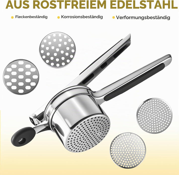 430 Edelstahl-Mehrzweck-Kartoffelstampfer Mit Vier Austauschbaren Klingen Und Einem Grossvolumigen B