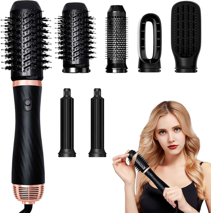 Warmluftbürste Rundbürstenföhn, 250℉-410℉ Föhnbürste, 6-in-1 Hairstyler Haartrockner Bürste Einem, H