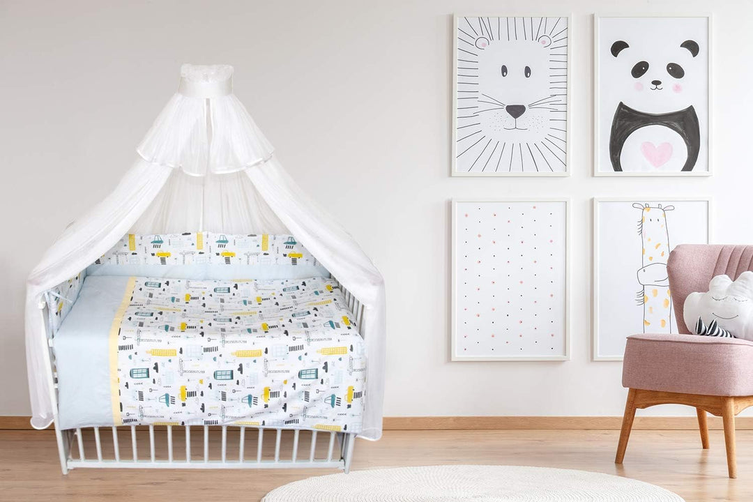 Balbina Kinder Baby-Bettwäsche-Set für Jungen Gelb Motiv 100 x 135 cm Deckenbezug 40 x 60 Kissenbezu