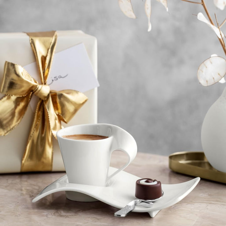 Villeroy &amp; Boch – NewWave Caffè Espresso-Set inkl. Löffel, 3 teilig, Geschirr Set für eleganten Kaff