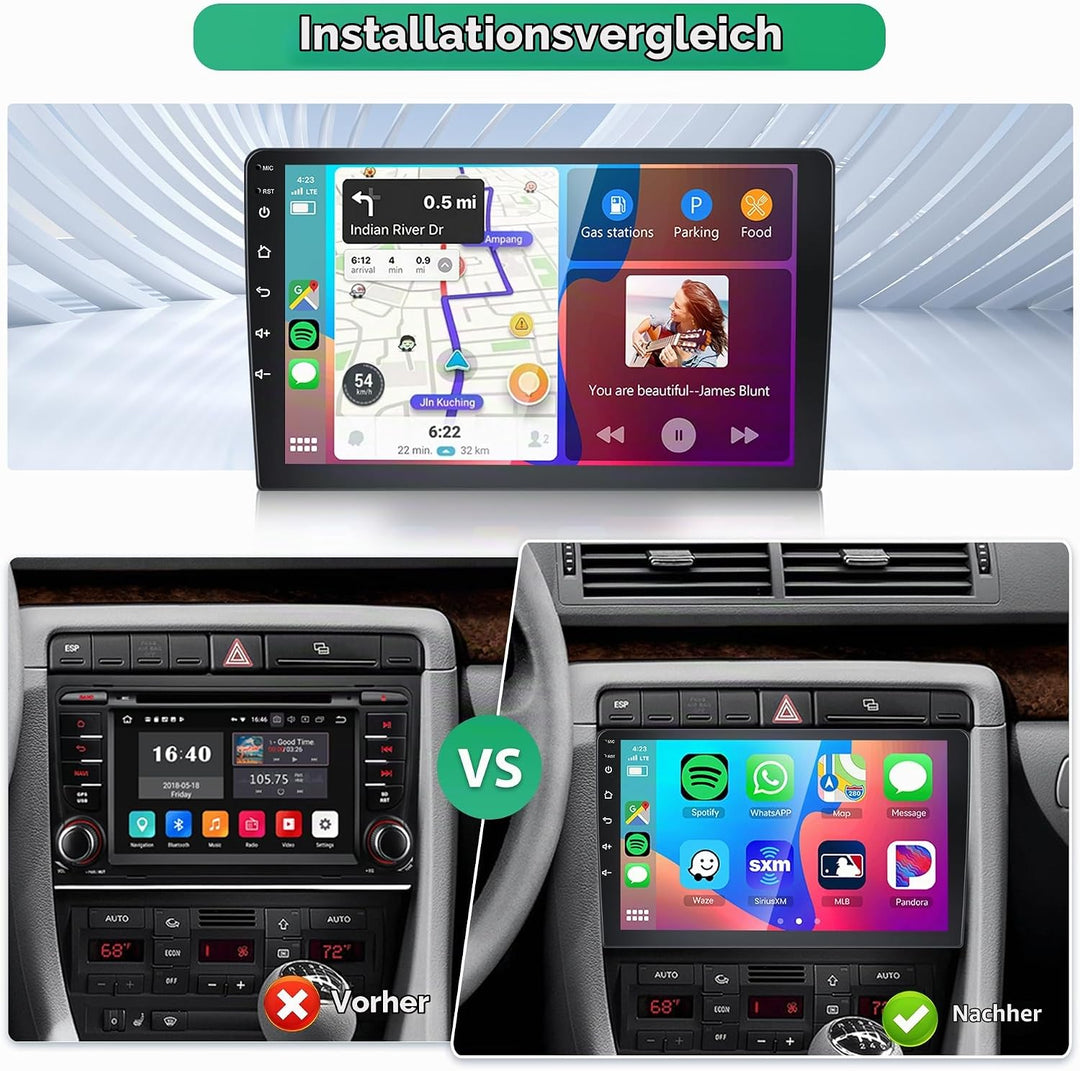 Rimoody 2G+64G Autoradio 2 Din Android Wireless Carplay Android Auto, 9 Zoll Touchscreen 2 Din Radio
