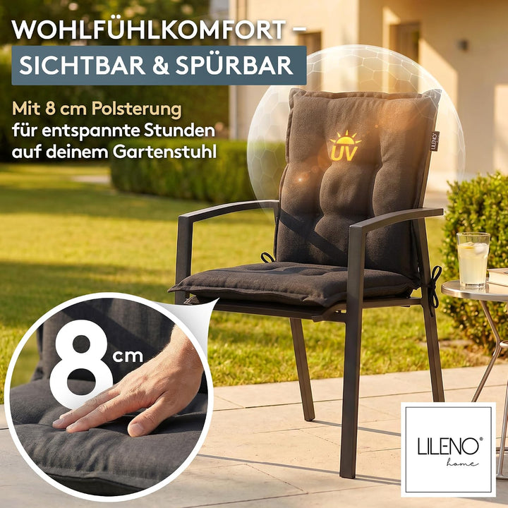 LILENO HOME Gartenstuhl Auflagen als [1er Set - Niedriglehner] in Anthrazit Y - Bequeme Liegen als S