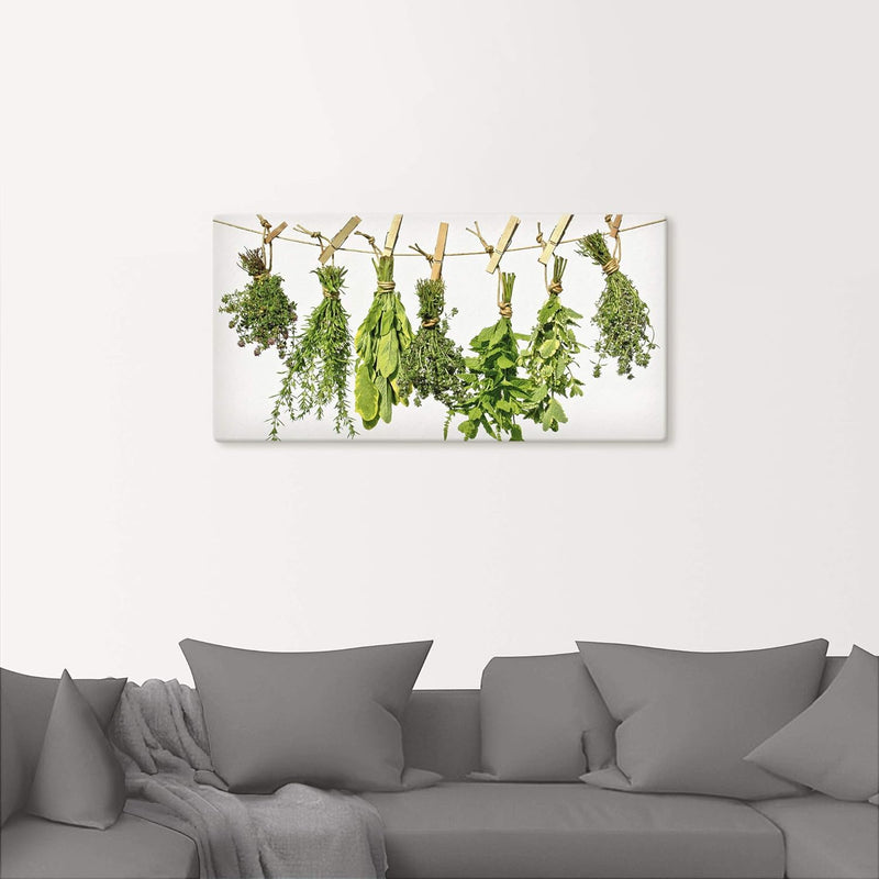 ARTland Leinwandbilder Wandbild Bild auf Leinwand 100x50 cm Kräuter Gewürze Pflanzen Lebensmittel Me