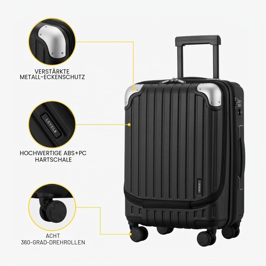 LEVEL8 Koffer Trolleys Hartschalen Leicht ABS+ PC Handgepäck Hartschalen-Koffer Trolley Rollkoffer R