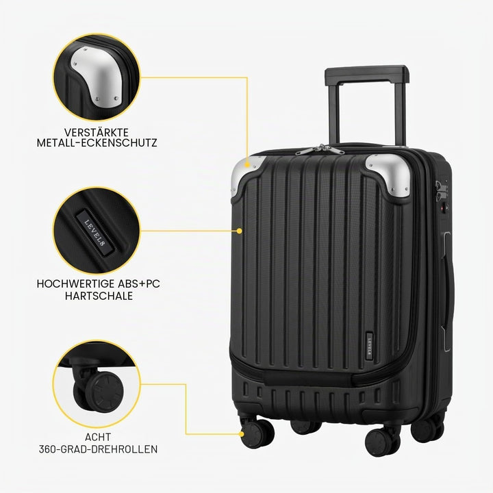 LEVEL8 Koffer Trolleys Hartschalen Leicht ABS+ PC Handgepäck Hartschalen-Koffer Trolley Rollkoffer R