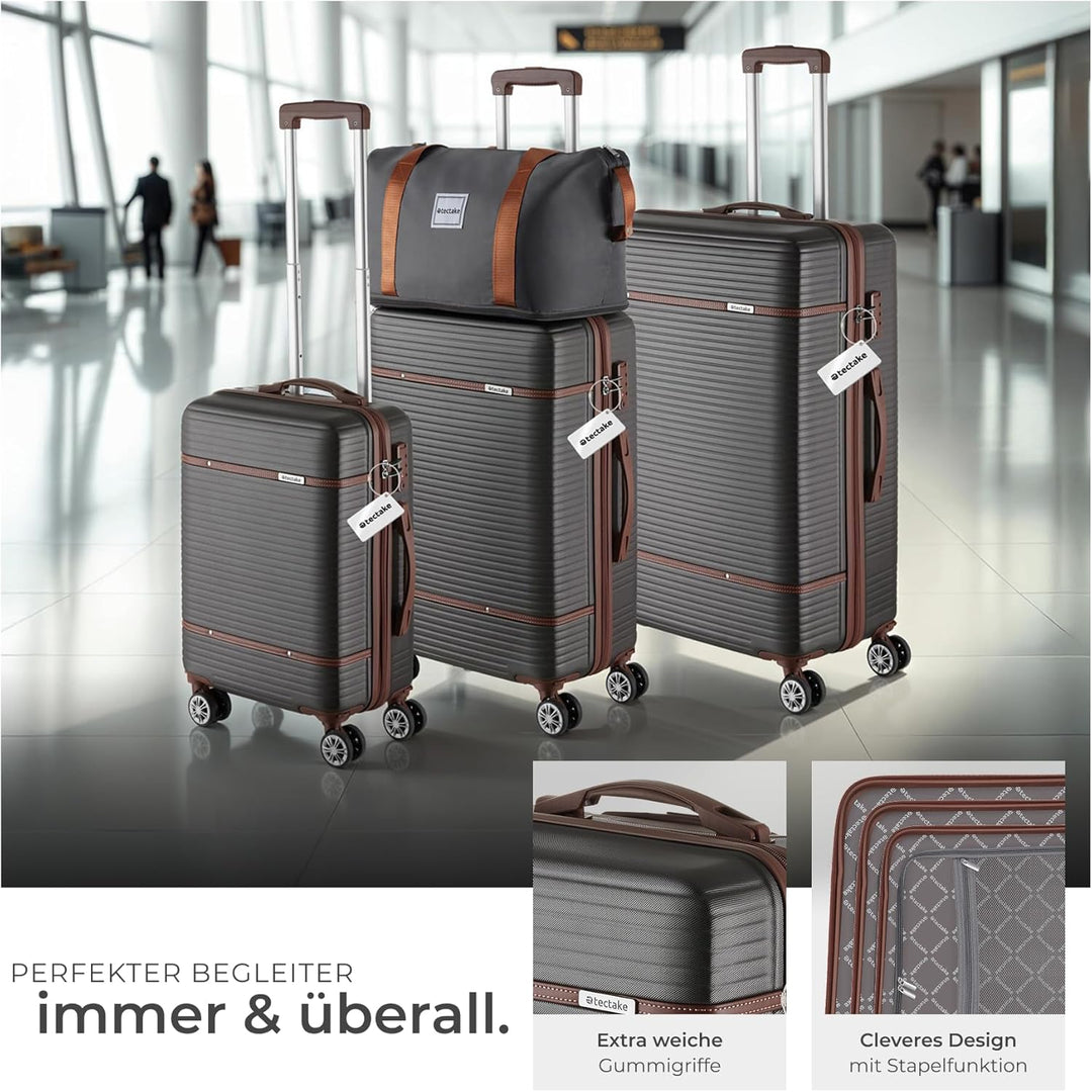 tectake® 13-TLG. Koffer Set mit Reisetasche, Koffer & Trolleys, Reisekoffer mit Rollen, Kofferset mi