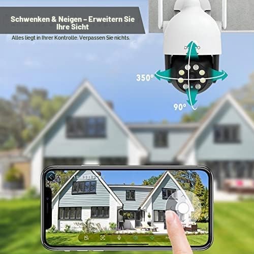 DEKCO 2K Überwachungskamera Aussen WLAN 4 Packungen, 350°/90° Schwenkbar WLAN Kamera Outdoor, 3MP Wi