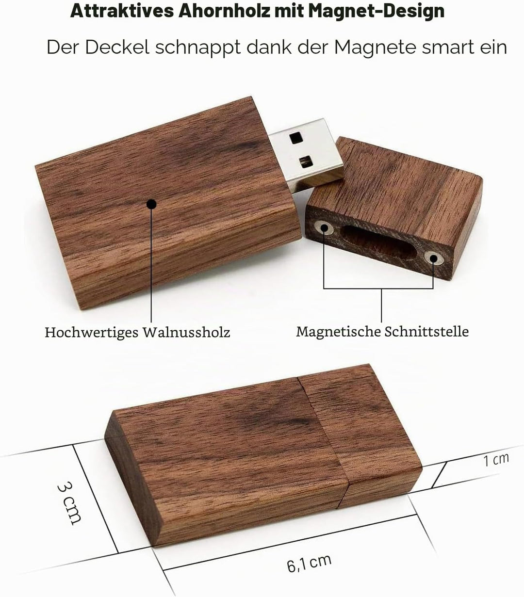 USB-Speicherstick aus Walnussholz, rechteckige Form, USB 2.0/3.0, 5er-Pack Wood USB Disk-4 3.0/16GB