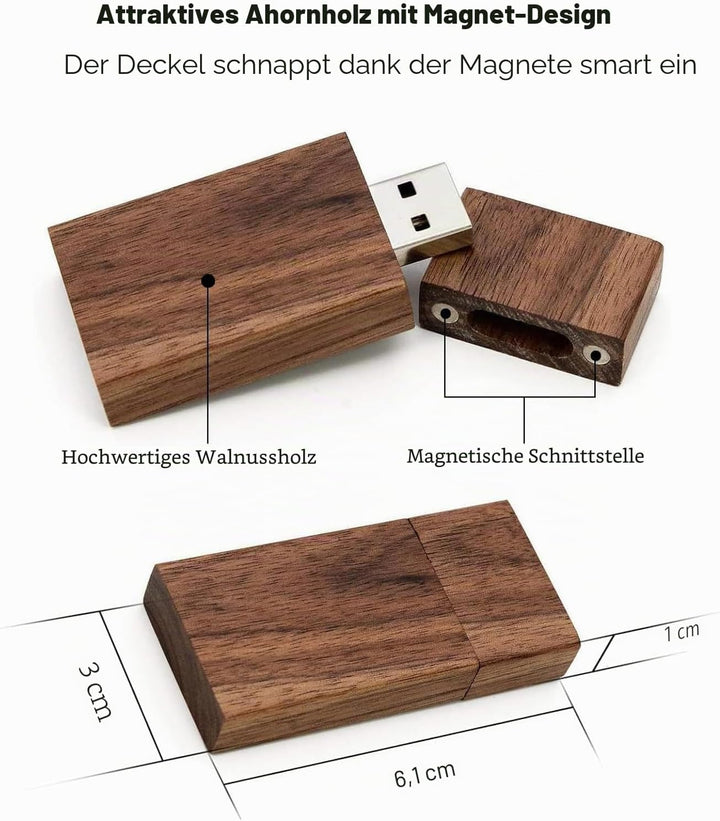 USB-Speicherstick aus Walnussholz, rechteckige Form, USB 2.0/3.0, 5er-Pack Wood USB Disk-4 3.0/16GB