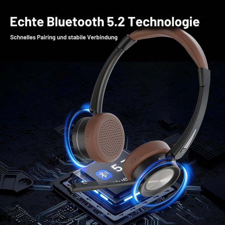 Kabelloses Headset, Bluetooth-Headset mit Mikrofon und Rauschunterdrückung &amp; USB-Dongle, Kabellose m