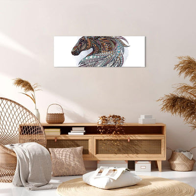 Panorama Bilder auf Leinwand Pferd Eleganz Grafik Kopf Leinwandbild 90x30cm Wandbilder Dekoration Wo