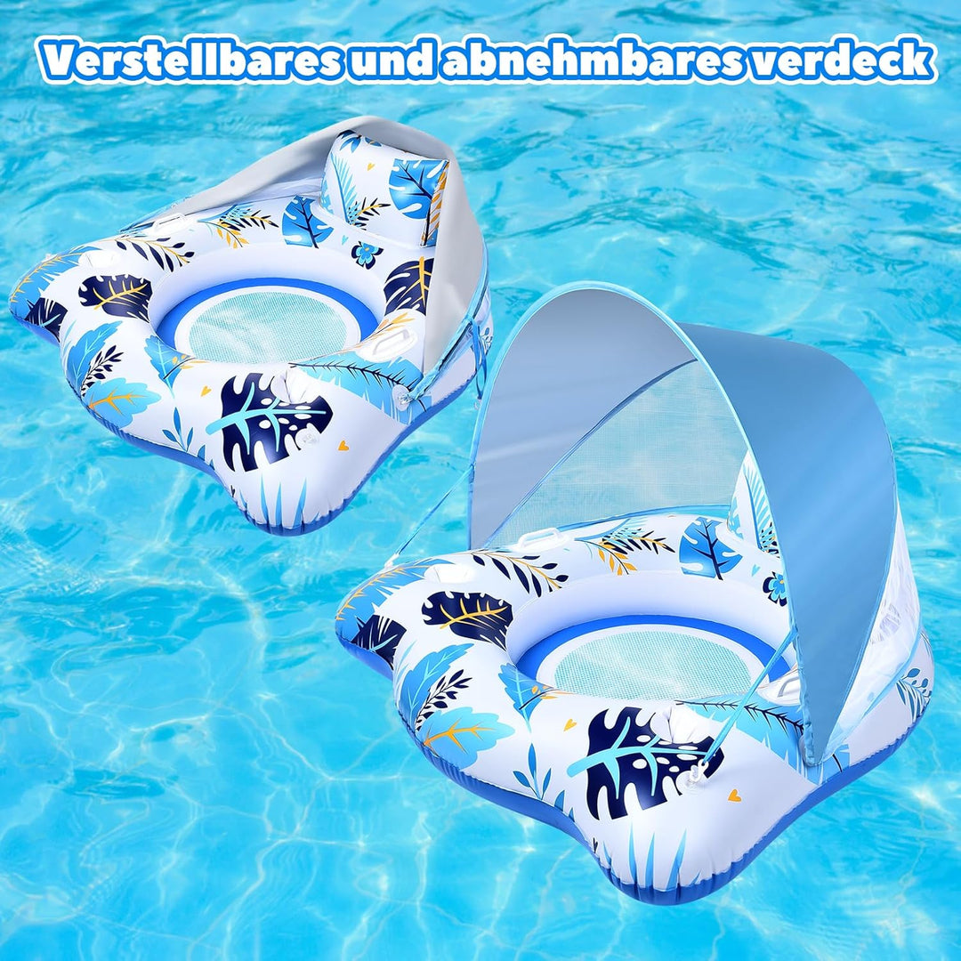 JONRRYIN Aufblasbare Pool Luftmatratze mit 2 Getränkehalter, Schwimmsessel Pool Erwachsene mit Verst