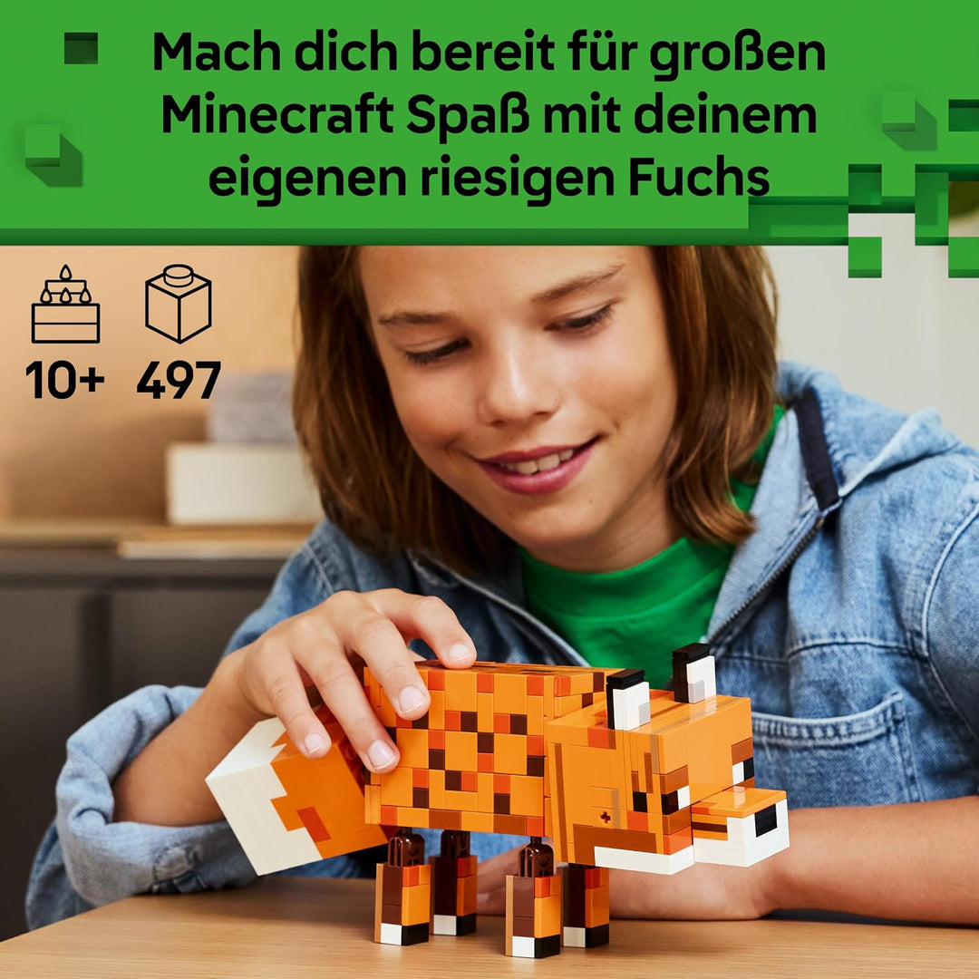 LEGO Minecraft Der Fuchs - 3D-Puzzle Tierfigur mit Zubehör - Gaming Deko für Schlafzimmer oder Gamin